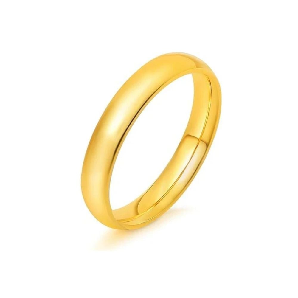 Paris Jewelry 24K Yellow Gold High Polish Classic Wedding Ring 4mm Women And Men Plated Size - 5 Image 1