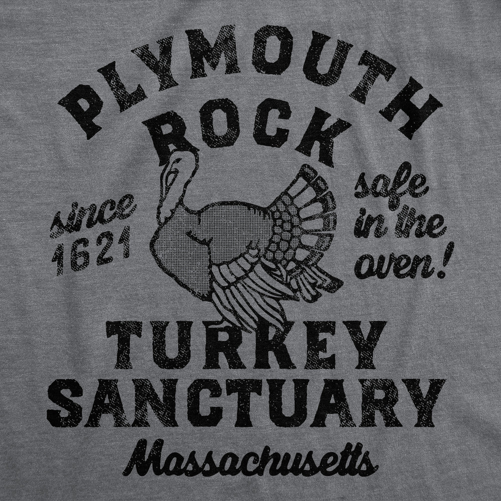 Mens Funny T Shirts Plymouth Rock Turkey Sanctuary Sarcastic Thanksgiving Graphic Tee For Men Image 2