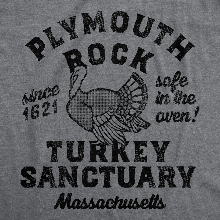 Mens Funny T Shirts Plymouth Rock Turkey Sanctuary Sarcastic Thanksgiving Graphic Tee For Men Image 2