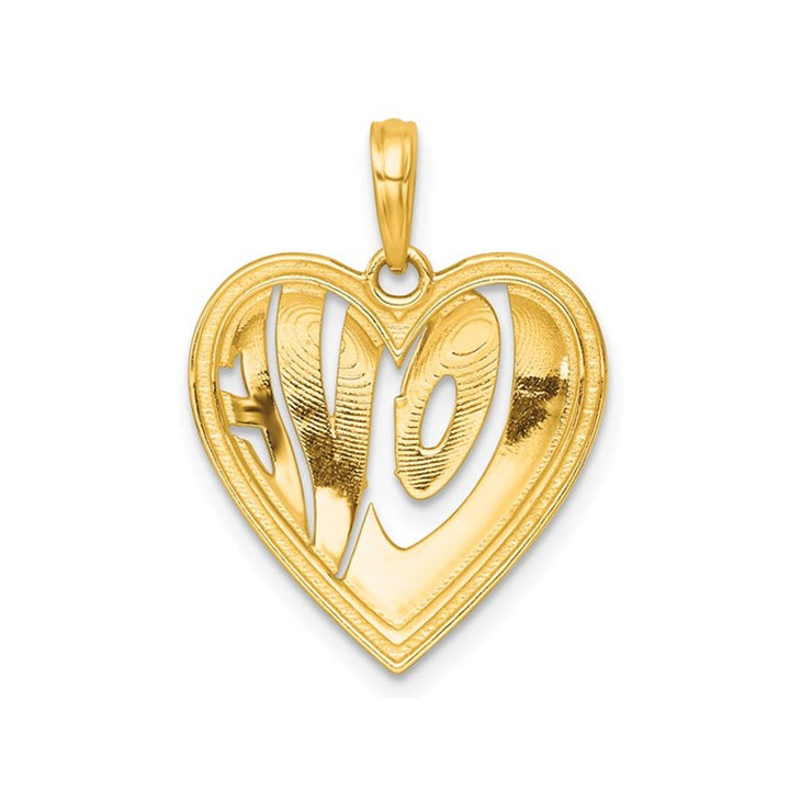 14K Yellow Gold - LOVE - Heart Charm Pendant (NO CHAIN) Image 4