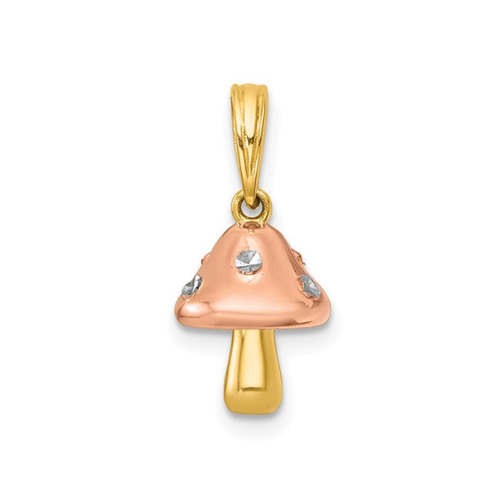 14K Yellow and Rose Gold Mushroom Charm Pendant (NO Chain) Image 1