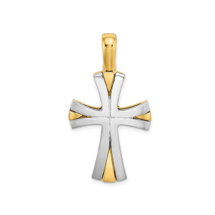 14K Yellow and White Gold Polished Cross Pendant (NO CHAIN) Image 1