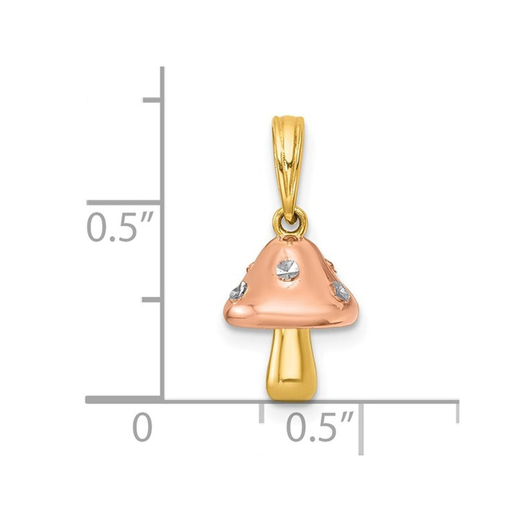 14K Yellow and Rose Gold Mushroom Charm Pendant (NO Chain) Image 3