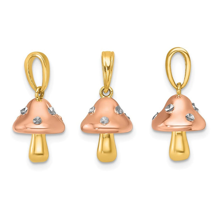 14K Yellow and Rose Gold Mushroom Charm Pendant (NO Chain) Image 4