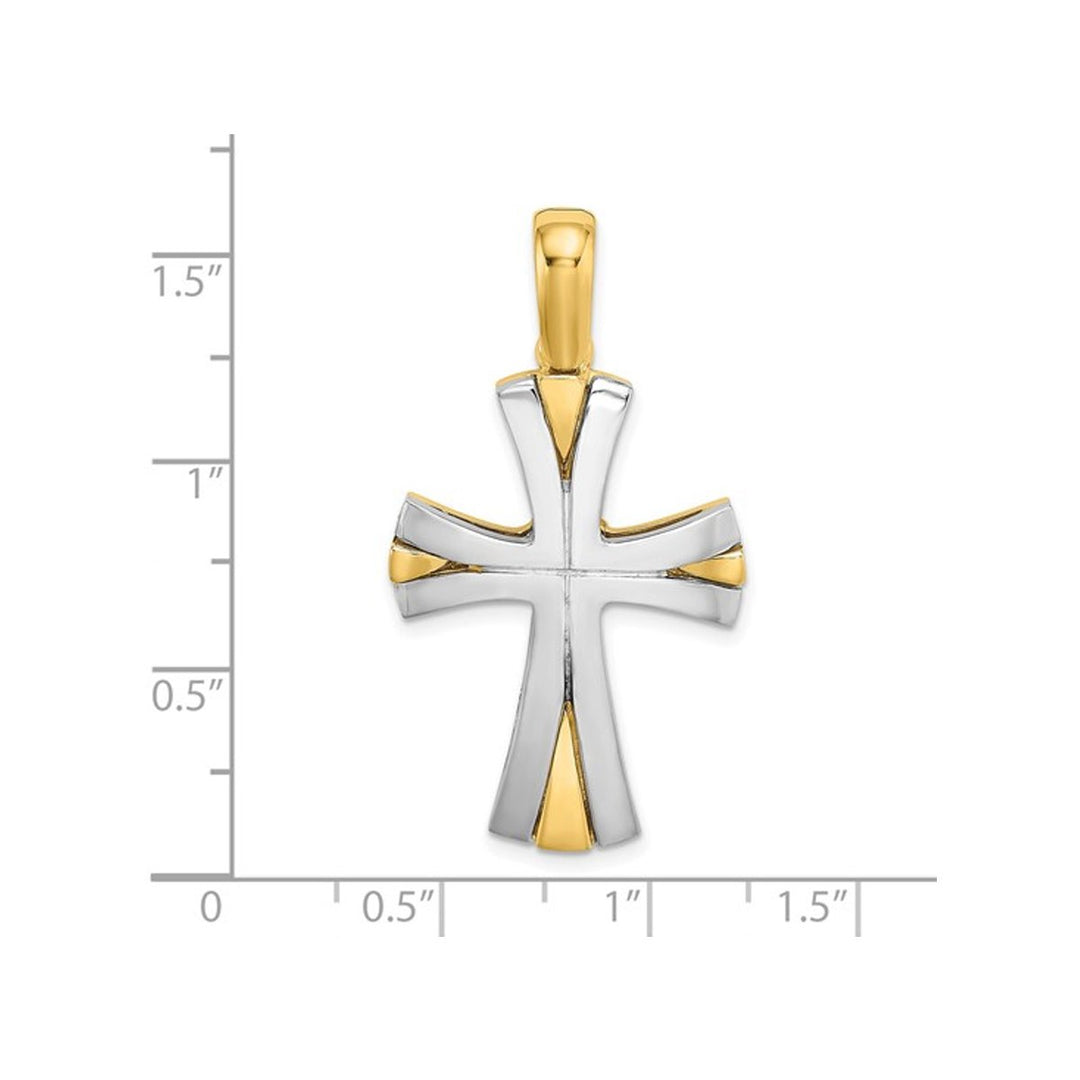 14K Yellow and White Gold Polished Cross Pendant (NO CHAIN) Image 4