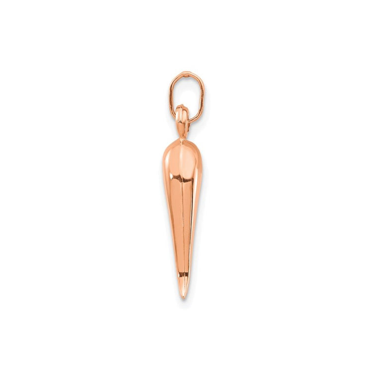 14K Rose Pink Gold Italian Horn Pendant Necklace (NO CHAIN) Image 3