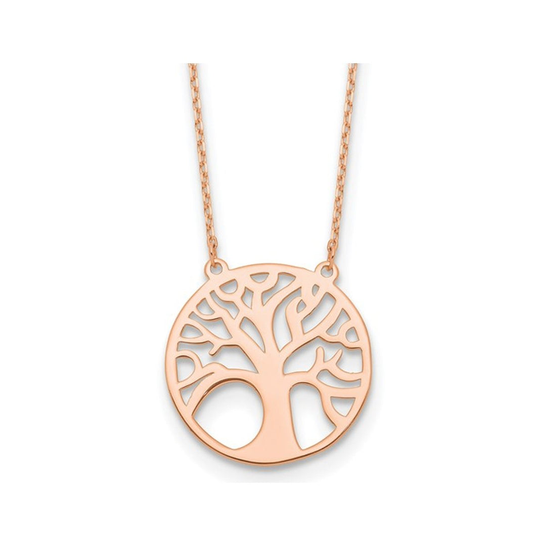 14K Rose Gold Tree of Life Pendant Necklace with Chain Image 1