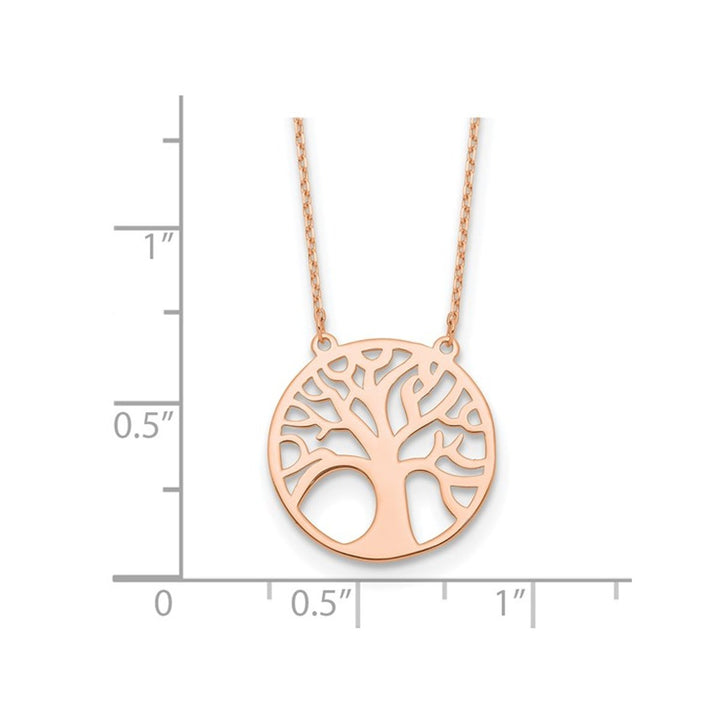 14K Rose Gold Tree of Life Pendant Necklace with Chain Image 3