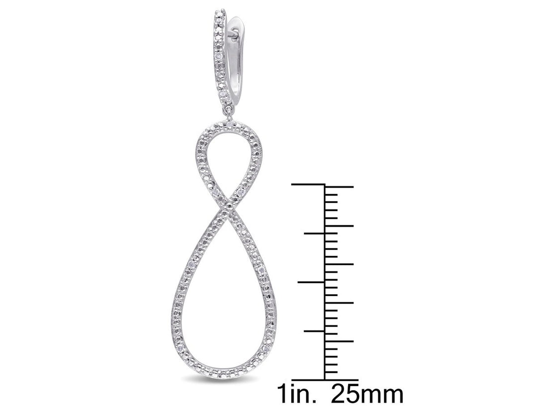 1/10 Carat (ctw) Accent Diamond Drop Earrings in Sterling Silver Image 3