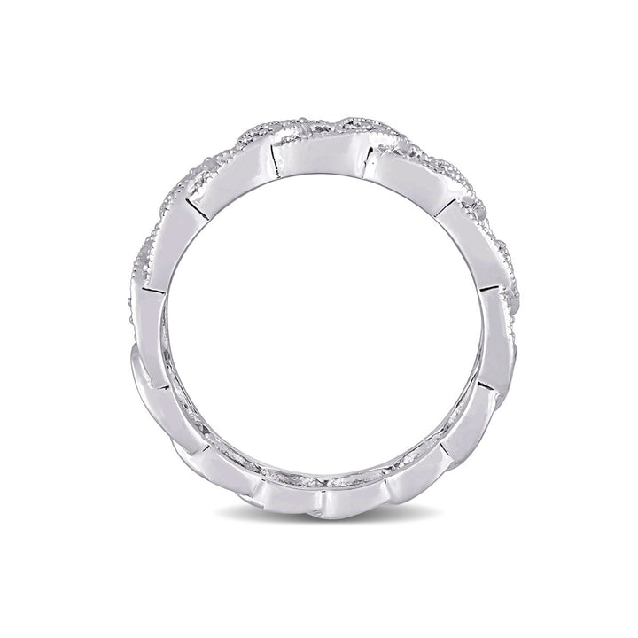 1/10 Carat (ctw) Diamond Link Ring Band in Sterling Silver Image 4