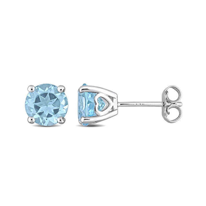 3.06 Carat (ctw) Sky Blue Topaz Solitaire Stud Earrings in Sterling Silver Image 1