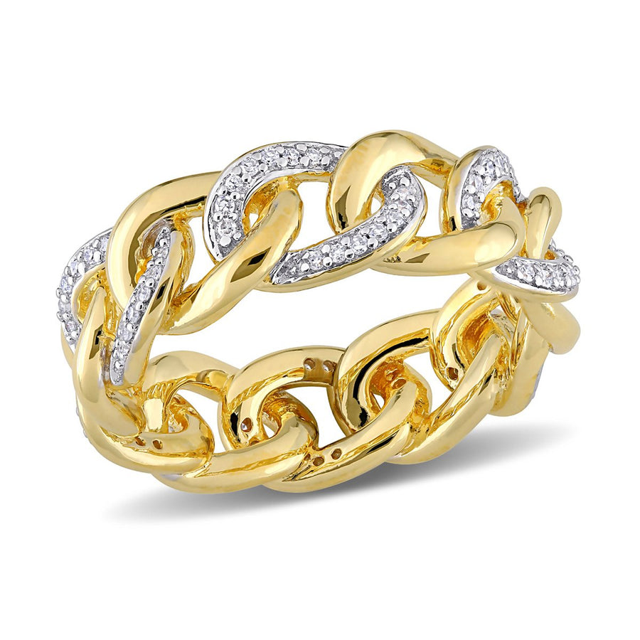 1/4 Carat (ctw) Diamond Link Ring Yellow Plated Sterling Silver Image 1