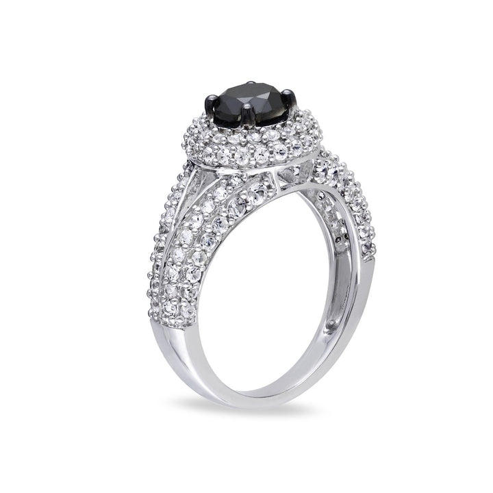 1.00 Carat (ctw) Black Diamond Promise Ring with Lab-Created White Sapphires in Sterling Silver Image 2