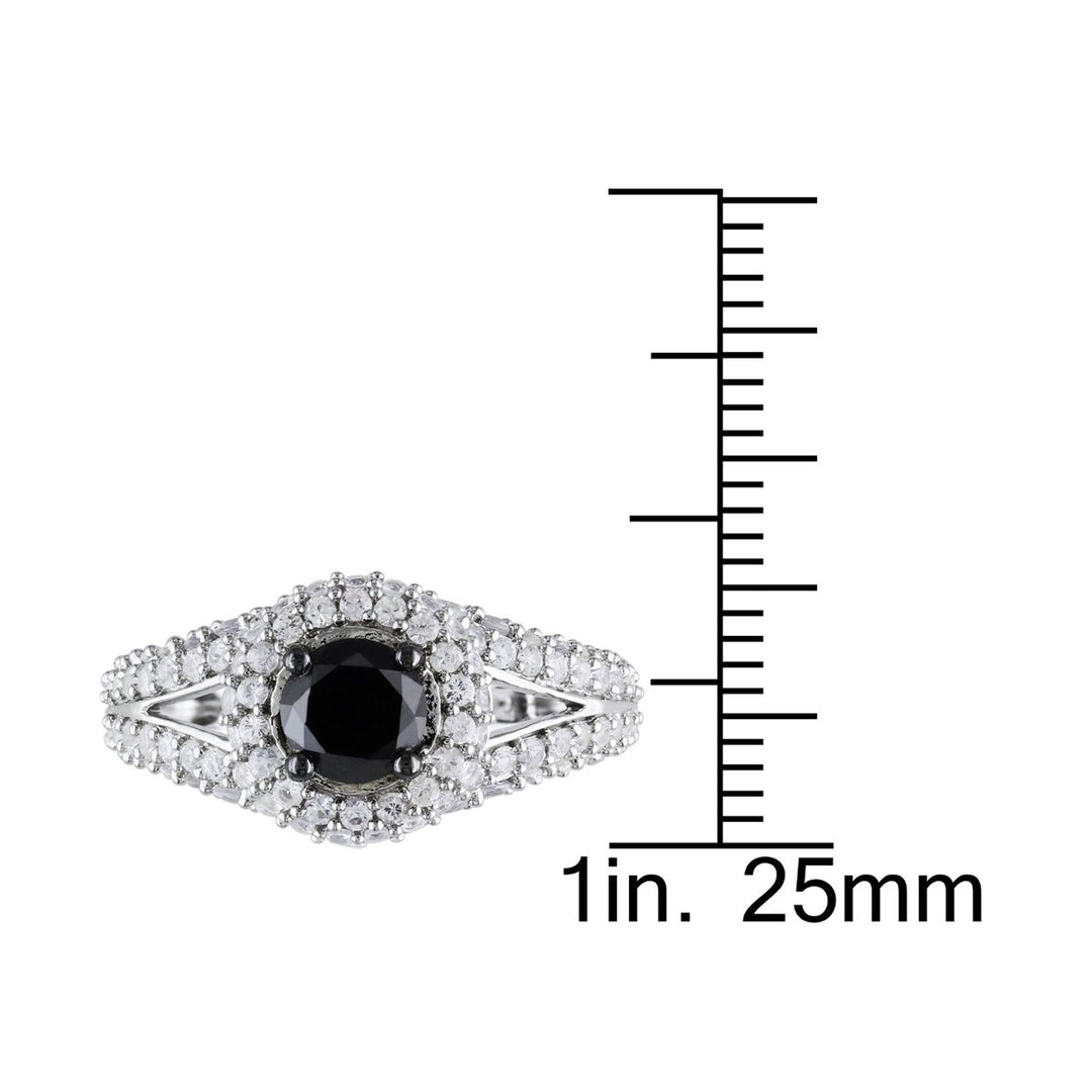 1.00 Carat (ctw) Black Diamond Promise Ring with Lab-Created White Sapphires in Sterling Silver Image 3