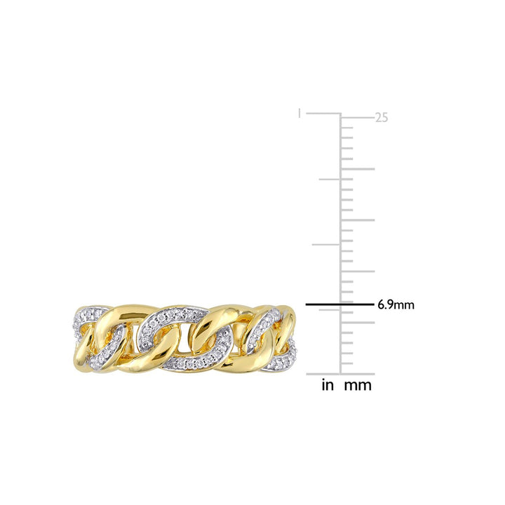 1/4 Carat (ctw) Diamond Link Ring Yellow Plated Sterling Silver Image 3