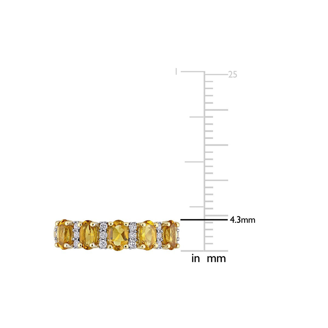 1.20 Carat (ctw) Citrine Band Ring in 14K Yellow Gold with Diamonds Image 3