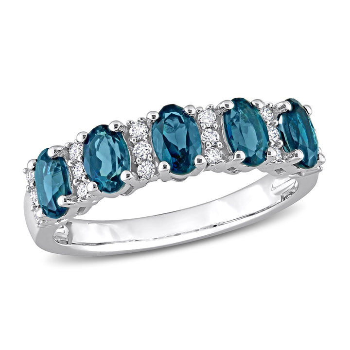 1.50 Carat (ctw) Blue Topaz Five Stone Band Ring in 14K White Gold Image 1