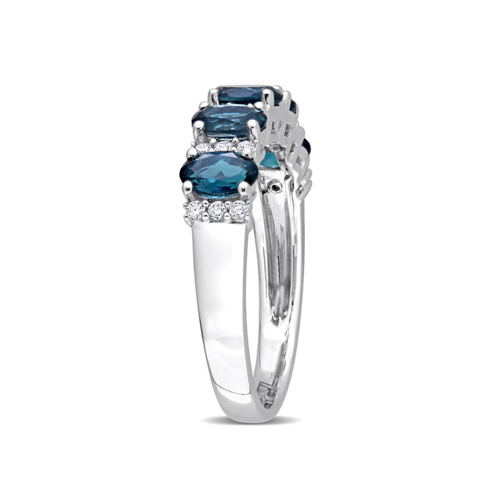 1.50 Carat (ctw) Blue Topaz Five Stone Band Ring in 14K White Gold Image 2