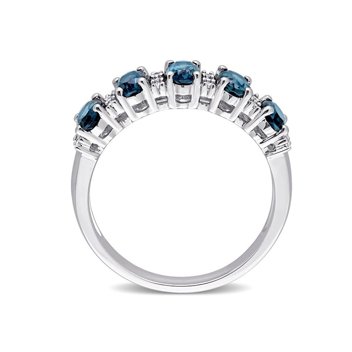 1.50 Carat (ctw) Blue Topaz Five Stone Band Ring in 14K White Gold Image 3