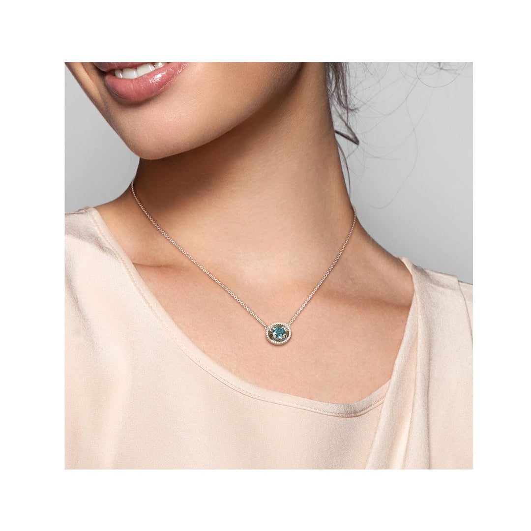 1.00 Carat (ctw) London Blue Topaz Pendant Necklace in 10K White Gold with Chain Image 4