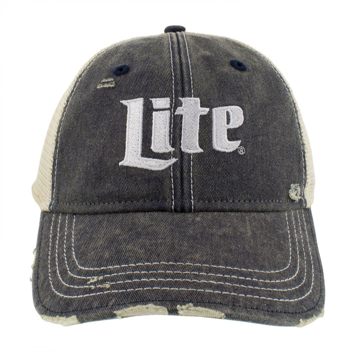 Miller Lite Logo Patch Distressed Adjustable Hat Image 3