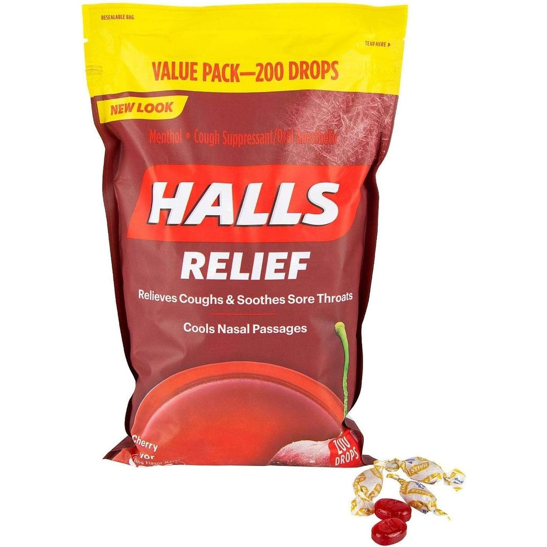 Halls Cough Suppressant/Oral Anesthetic Cough Drops - Cherry (200 Count) Image 4