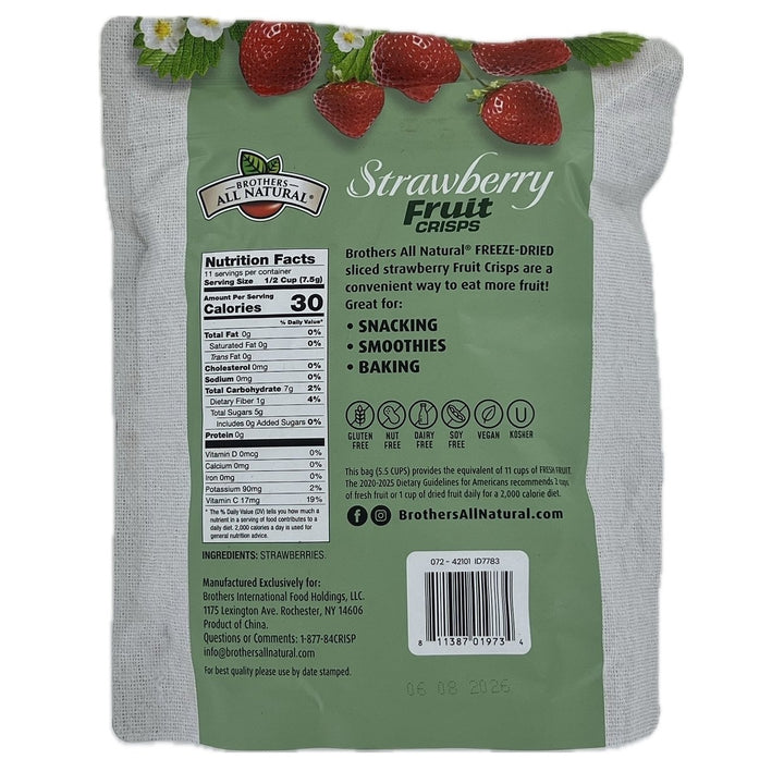 Brothers All Natural Freeze-Dried Strawberry Fruit Crisps 3 Ounce Image 2