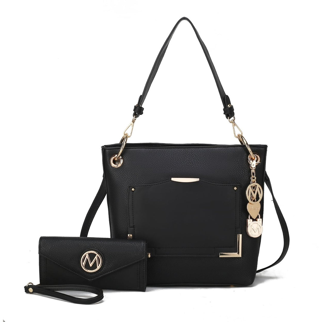 MKFCollection Grace Shoulder Bag and Set - Vegan Leather Designer Handbag Image 3