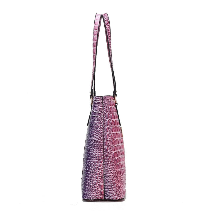 MKFCollection Piper Gradient Croc Tote Bag - Vegan Leather Designer Handbag Image 4