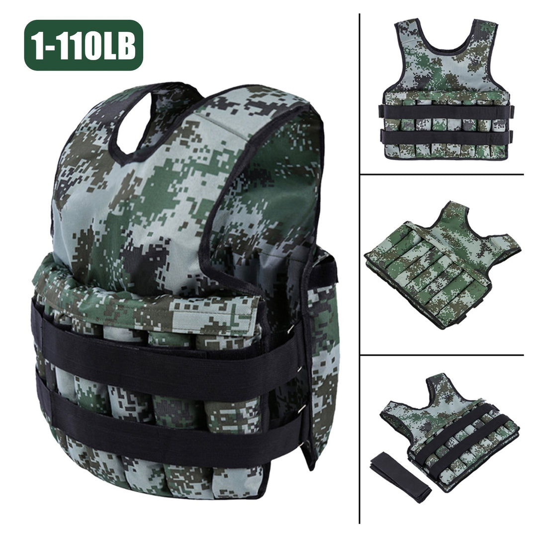 Weighted Vest with Fastener Tape 110lb Max Load Weighted Vest with Thickened Shoulder Pads Fitness Exercise Steel Plate Image 9