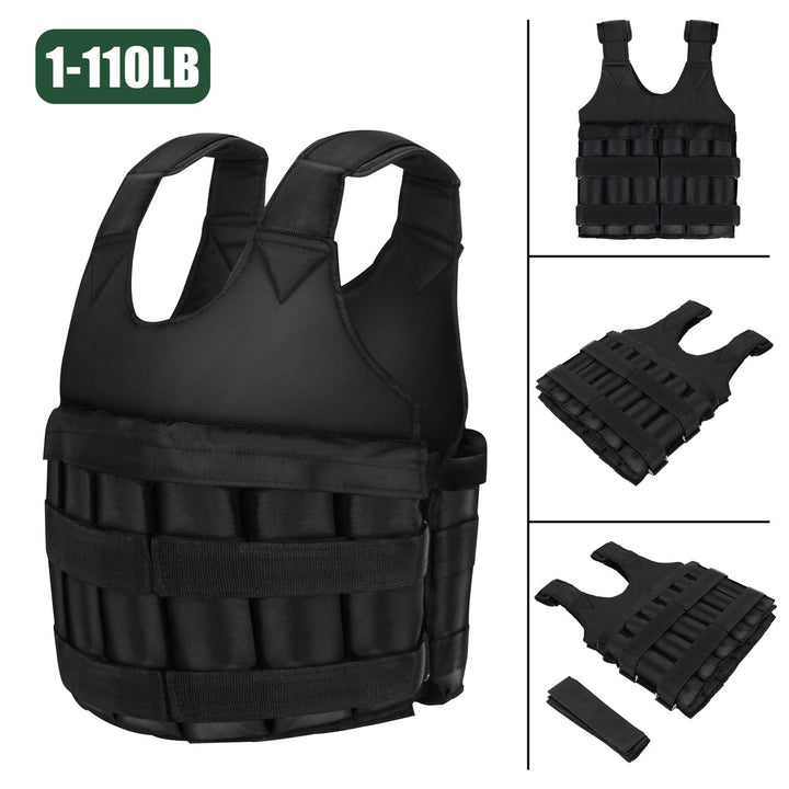 Weighted Vest with Fastener Tape 110lb Max Load Weighted Vest with Thickened Shoulder Pads Fitness Exercise Steel Plate Image 12