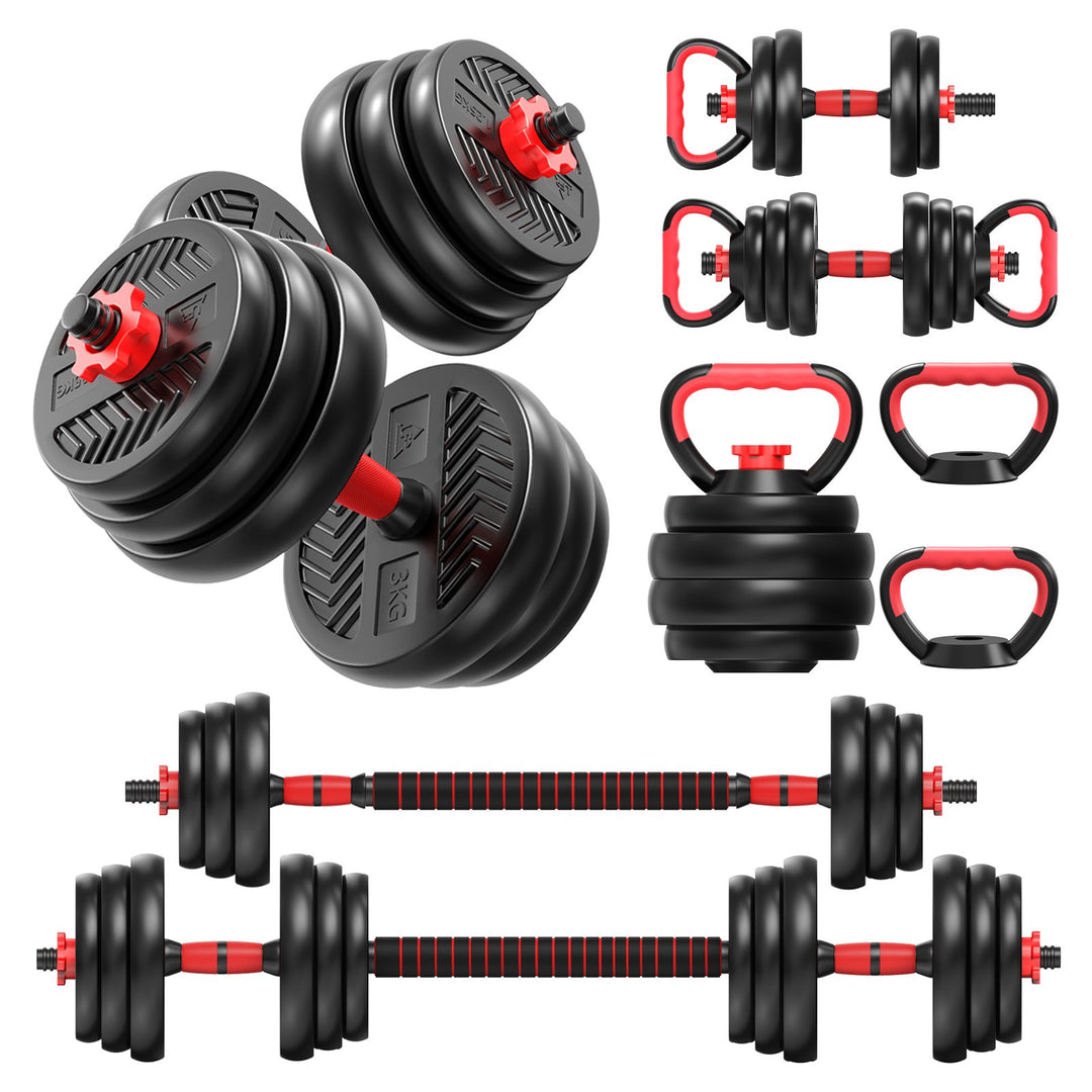 4 in 1 Adjustable Weight Dumbbell Set Home Gym Equipment with Dumbbell Barbell Kettlebell Push-Up Modes for Total Body Image 2