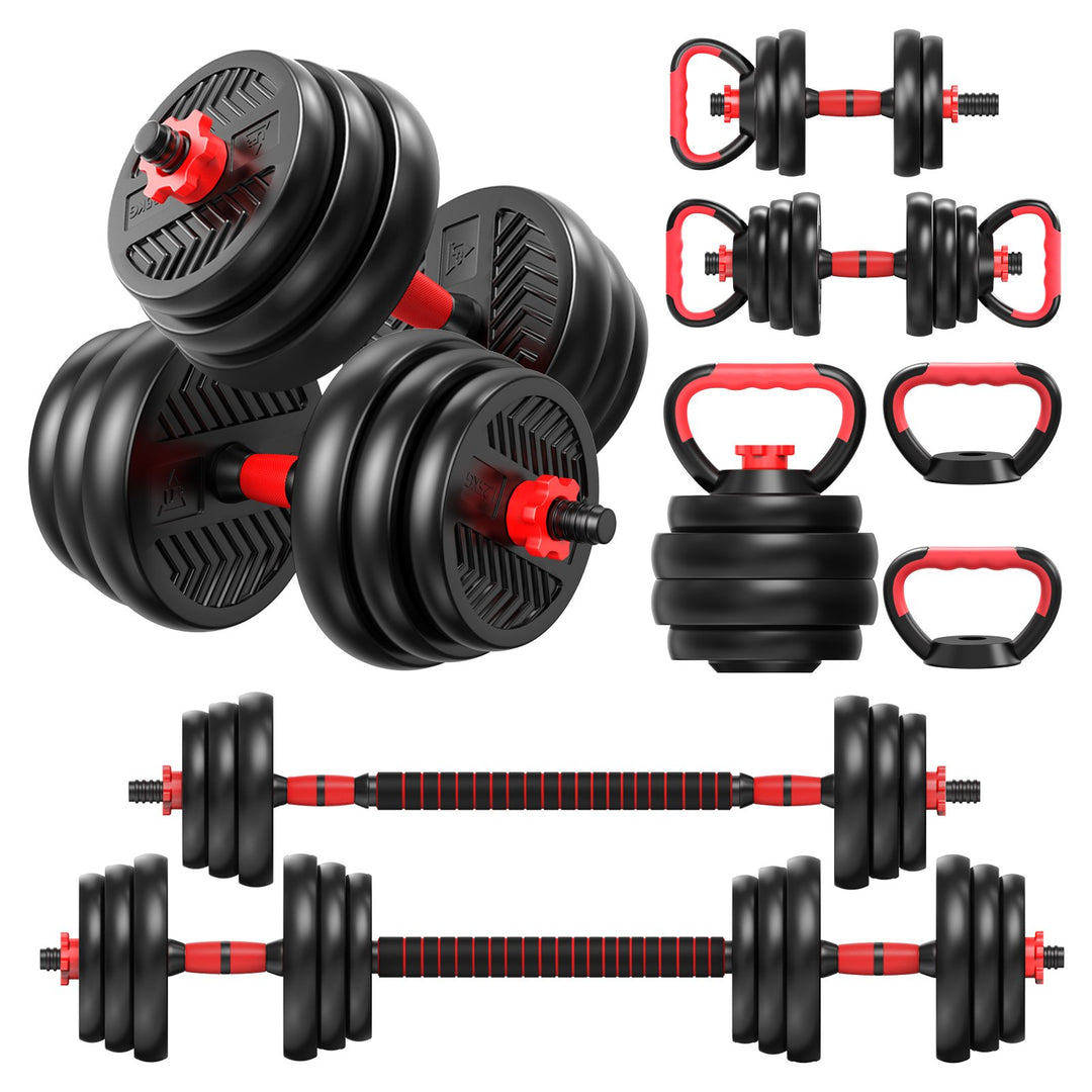 4 in 1 Adjustable Weight Dumbbell Set Home Gym Equipment with Dumbbell Barbell Kettlebell Push-Up Modes for Total Body Image 3