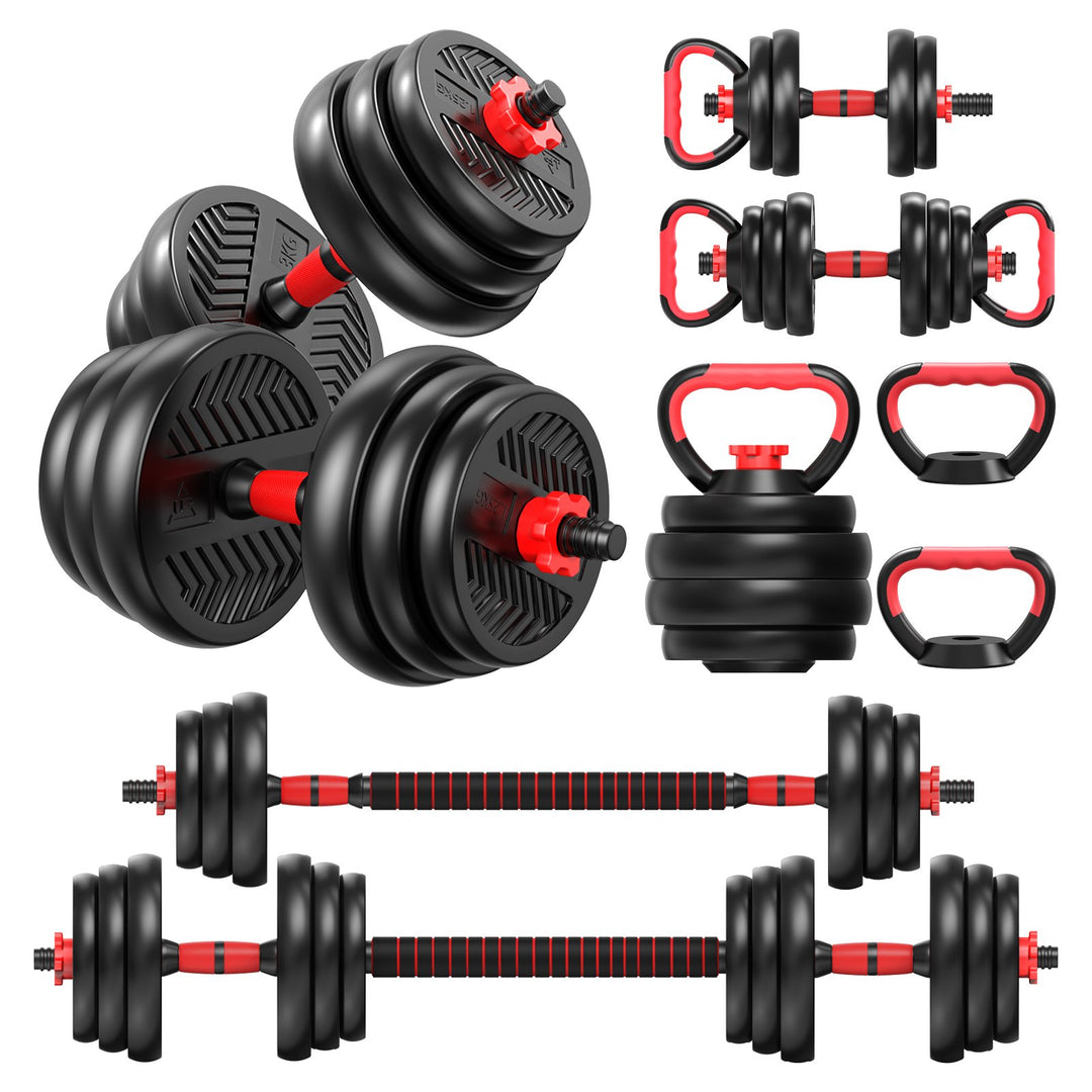 4 in 1 Adjustable Weight Dumbbell Set Home Gym Equipment with Dumbbell Barbell Kettlebell Push-Up Modes for Total Body Image 4