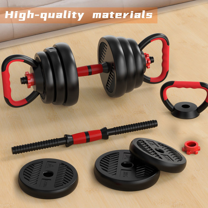 4 in 1 Adjustable Weight Dumbbell Set Home Gym Equipment with Dumbbell Barbell Kettlebell Push-Up Modes for Total Body Image 6