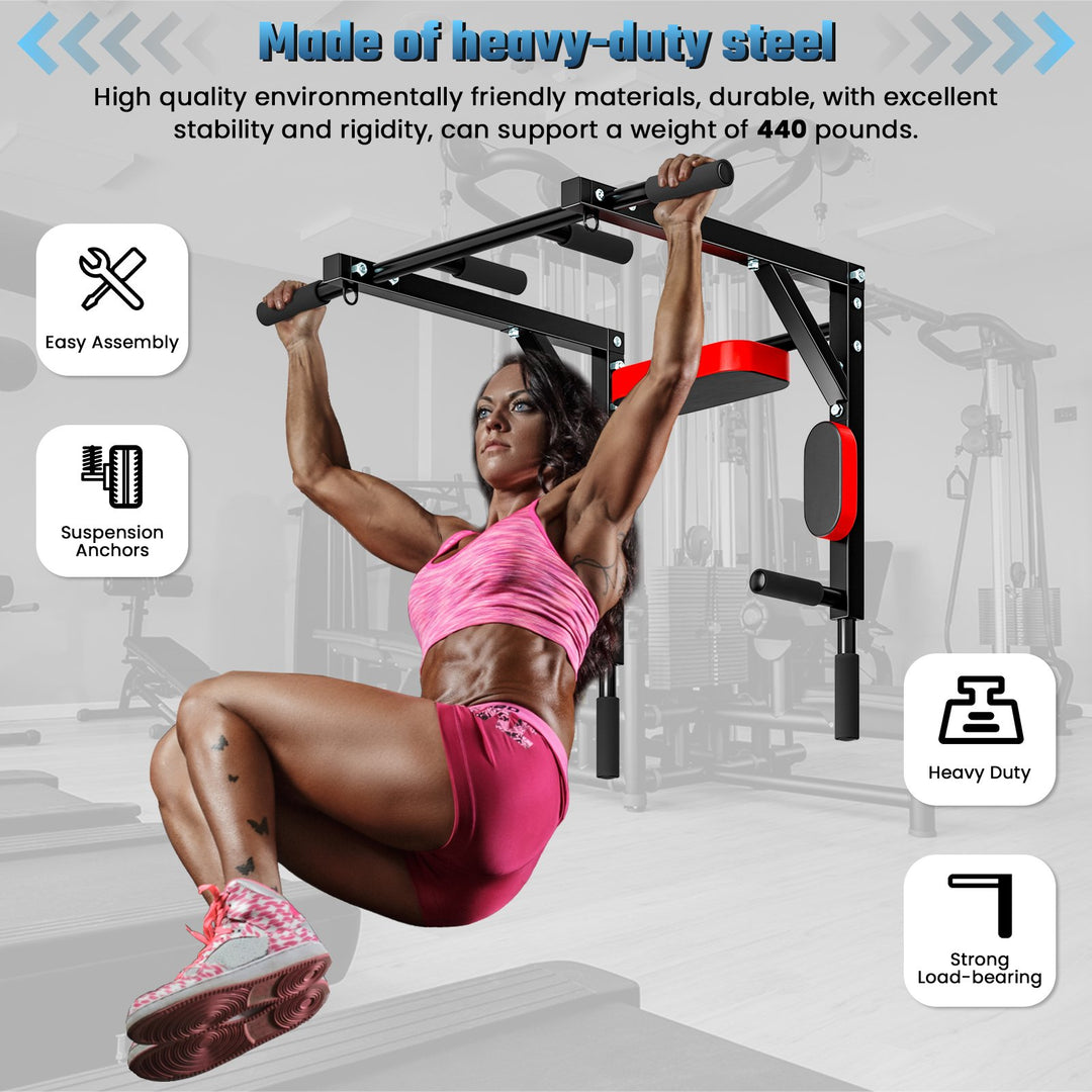 Wall Mounted Pull Up Bar Dip Station Heavy Duty Pull-up Chin Up Bar Wall Punching Household Indoor Fitness Equipment Image 6