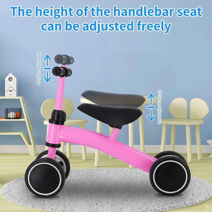 Baby Balance Bike for 1-3 Years Old Riding Toys No Pedal 4 Wheels Baby Walker with Adjustable Seat Handlebar Infant Image 8