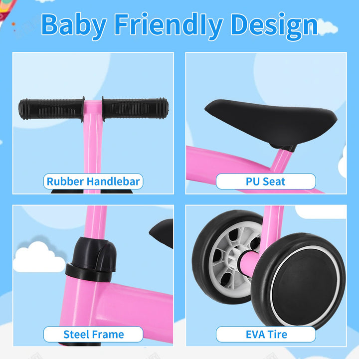 Baby Balance Bike for 1-3 Years Old Riding Toys No Pedal 4 Wheels Baby Walker with Adjustable Seat Handlebar Infant Image 9