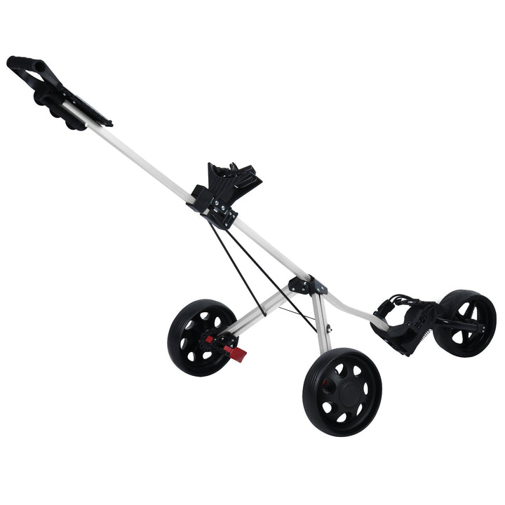 3 Wheel Golf Push Cart Foldable Walking Golf Cart with Foot Brake Mechanism Tee Holder Scorecard Board Golf Scorer and Image 4