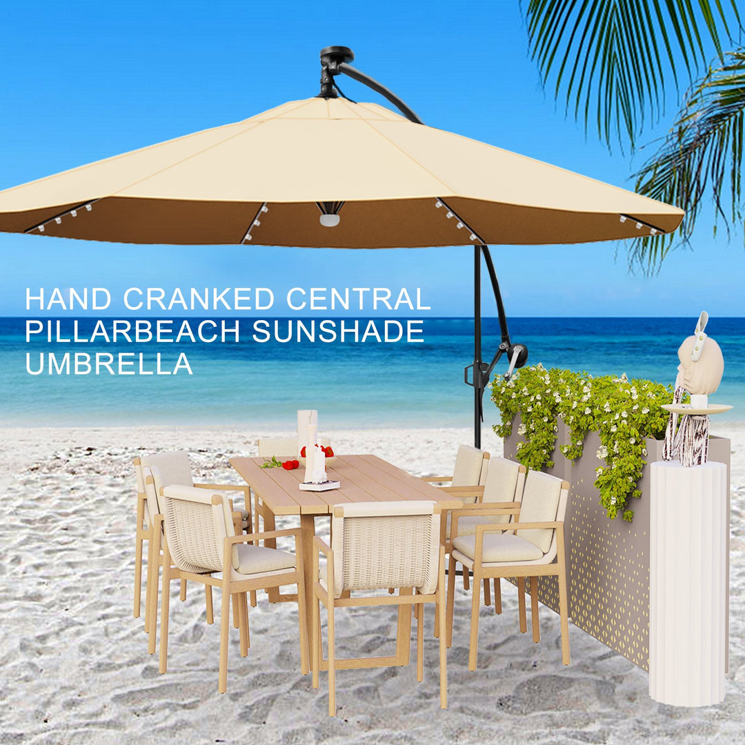 8.9x8.9ft 2-Tier Square Cantilever Patio Umbrella Outdoor Umbrella with Solar LED Lights Outdoor Sun Shade Hand-cranked Image 3