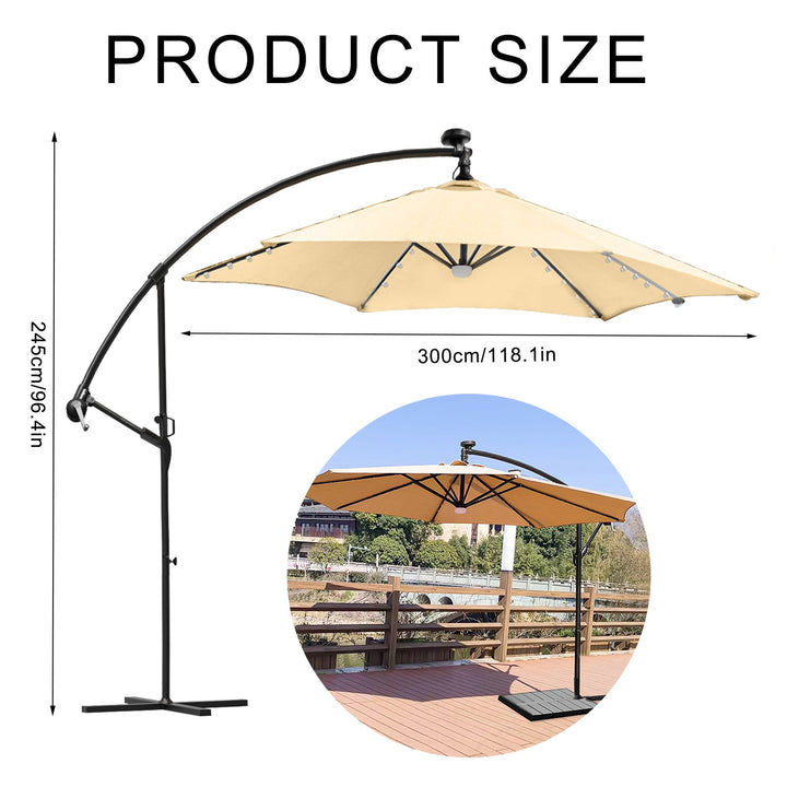 8.9x8.9ft 2-Tier Square Cantilever Patio Umbrella Outdoor Umbrella with Solar LED Lights Outdoor Sun Shade Hand-cranked Image 6