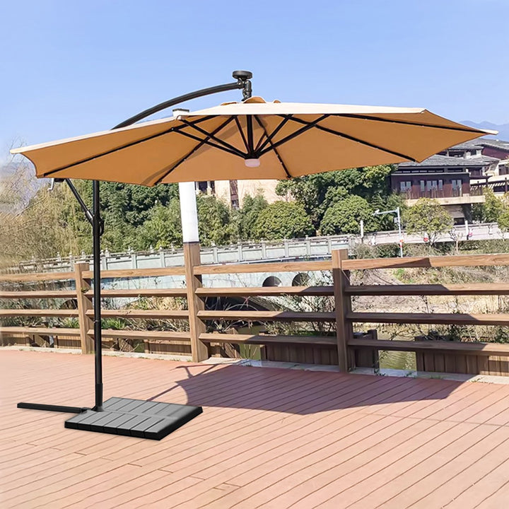 8.9x8.9ft 2-Tier Square Cantilever Patio Umbrella Outdoor Umbrella with Solar LED Lights Outdoor Sun Shade Hand-cranked Image 12