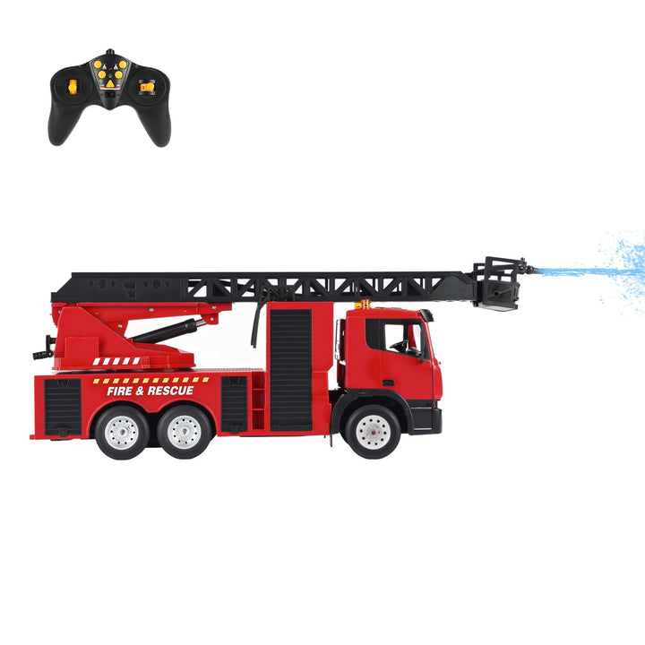 2.4GHz RC Firetruck with Rotating Extending Ladder,RC Rescue Truck with Water Pump Electric Remote Control Fireengine Image 3