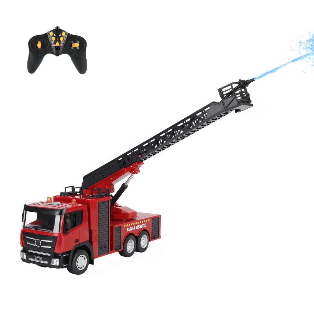 2.4GHz RC Firetruck with Rotating Extending Ladder,RC Rescue Truck with Water Pump Electric Remote Control Fireengine Image 6