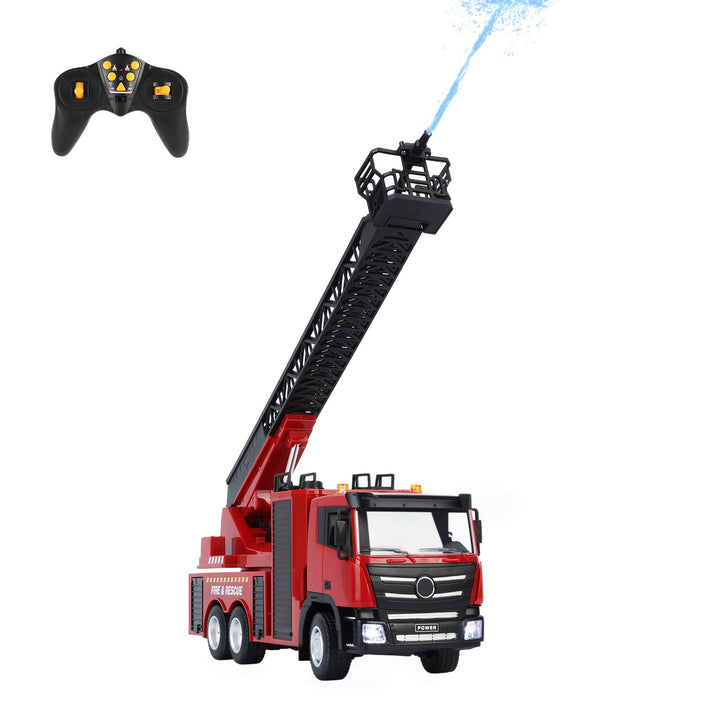 2.4GHz RC Firetruck with Rotating Extending Ladder,RC Rescue Truck with Water Pump Electric Remote Control Fireengine Image 7