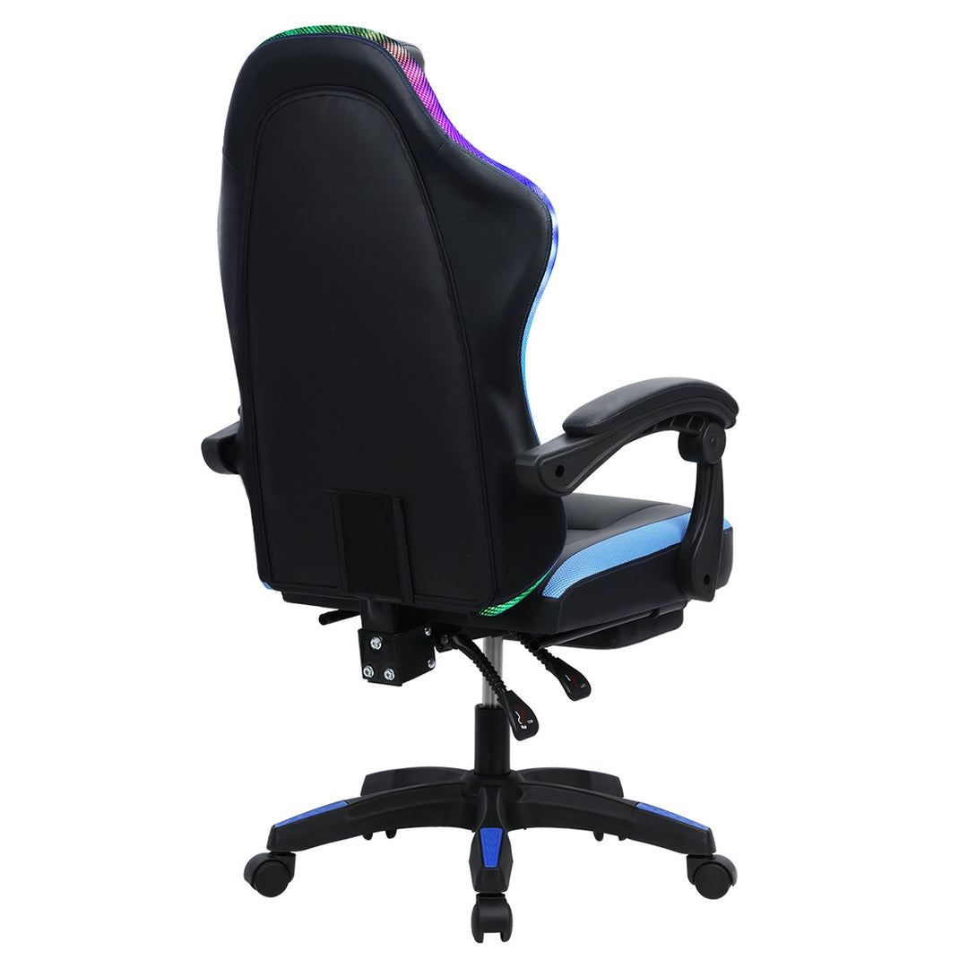 Gaming Chair with RGB LED Light Ergonomic Massage Computer Chair with Footrest High Back Music Video Chair with Lumbar Image 4