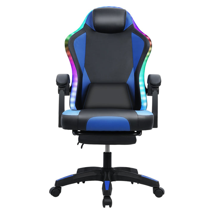 Gaming Chair with RGB LED Light Ergonomic Massage Computer Chair with Footrest High Back Music Video Chair with Lumbar Image 4