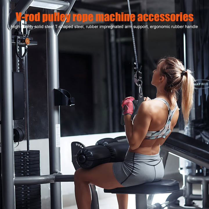 5Pcs/Set Pulldown Attachments Back Strength Training Handle Grip Lat Pulldown Machine Rubber Coated Handles Push-down Image 12