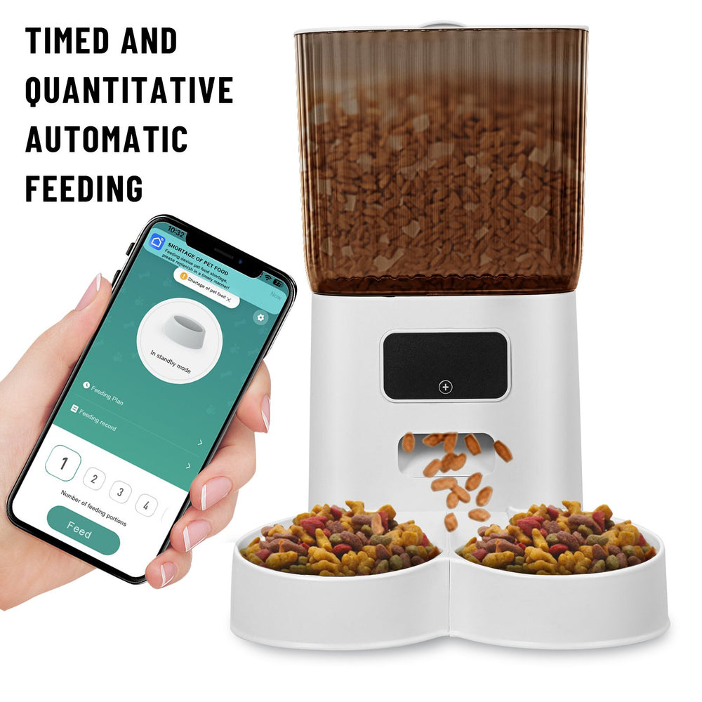 Pet Feeder with Dual Bowls WiFi APP Remote Control 5L Storage Bucket Automatic Cat Food Dispenser Timed Quantitative Dog Image 2