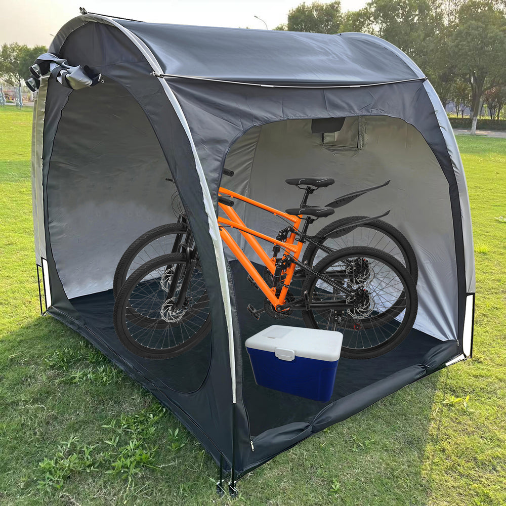 Outdoor Bicycle Storage Tent Accommodate 2-4 Bicycles Sun Protection Waterproof Anti-UV Bike Protective Canopy Quick Image 2